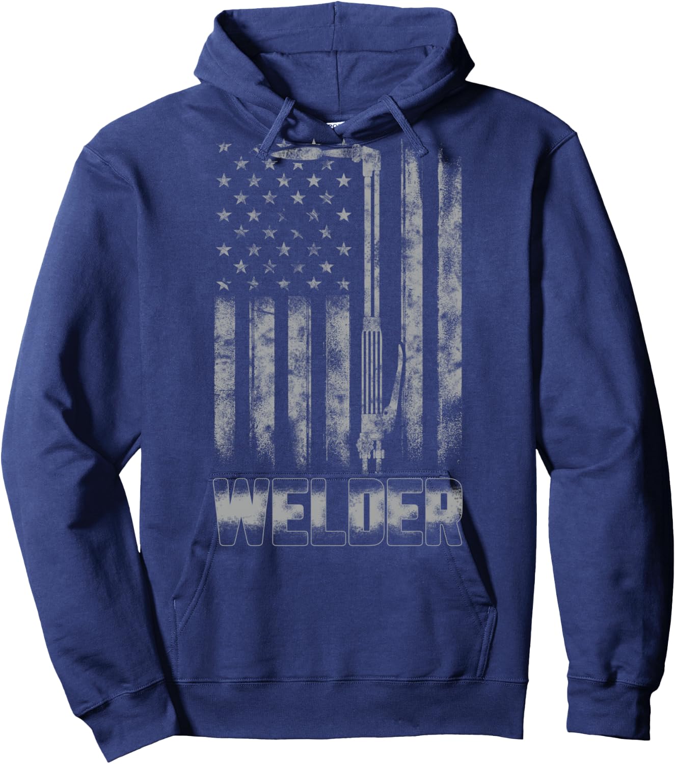 Distressed Welder American Flag Shirt USA Patriotic Welder Hoodie - Hoodie | Navy