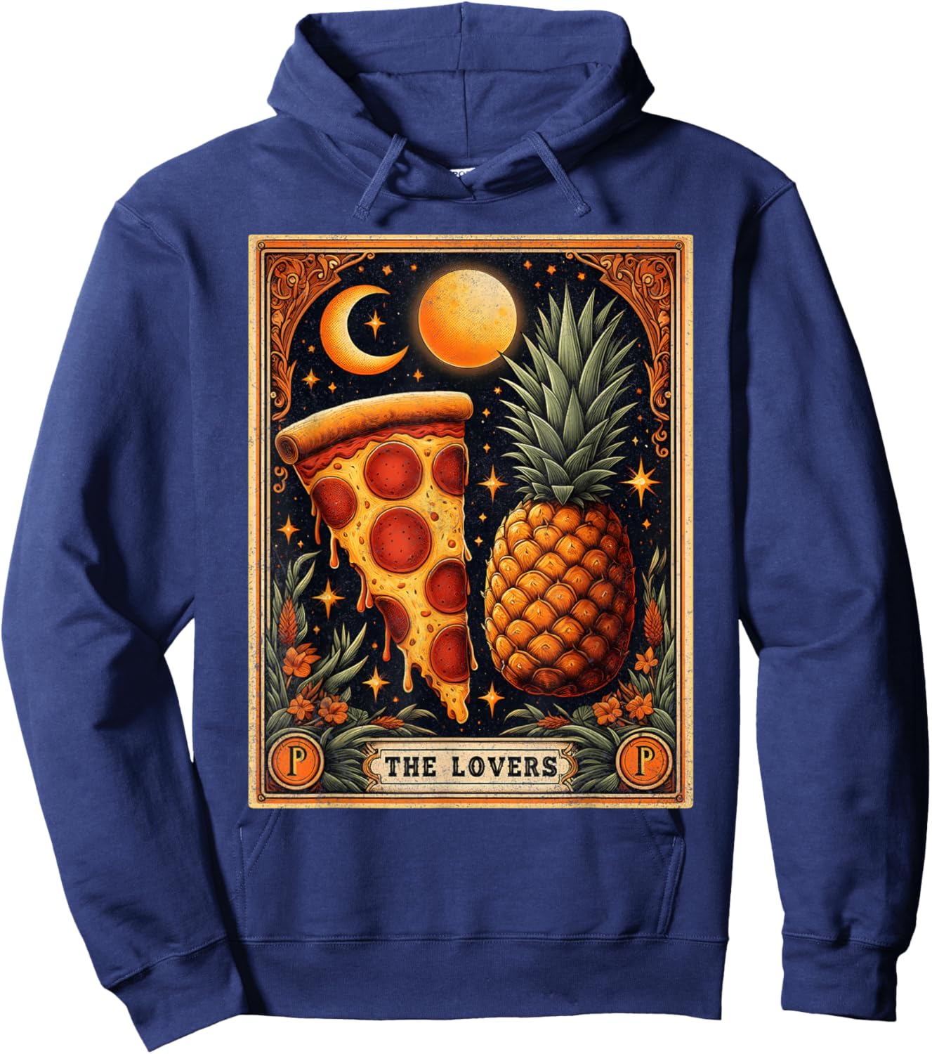 The Lovers Tarot Card Shirt Hawaiian Pineapple Pizza Lover Hoodie - Hoodie | Navy