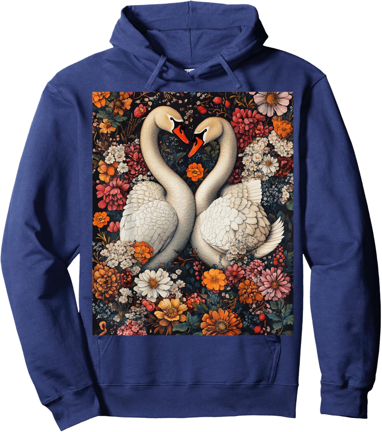 Romantic Swan Heart Nature Art Hoodie - Hoodie | Navy