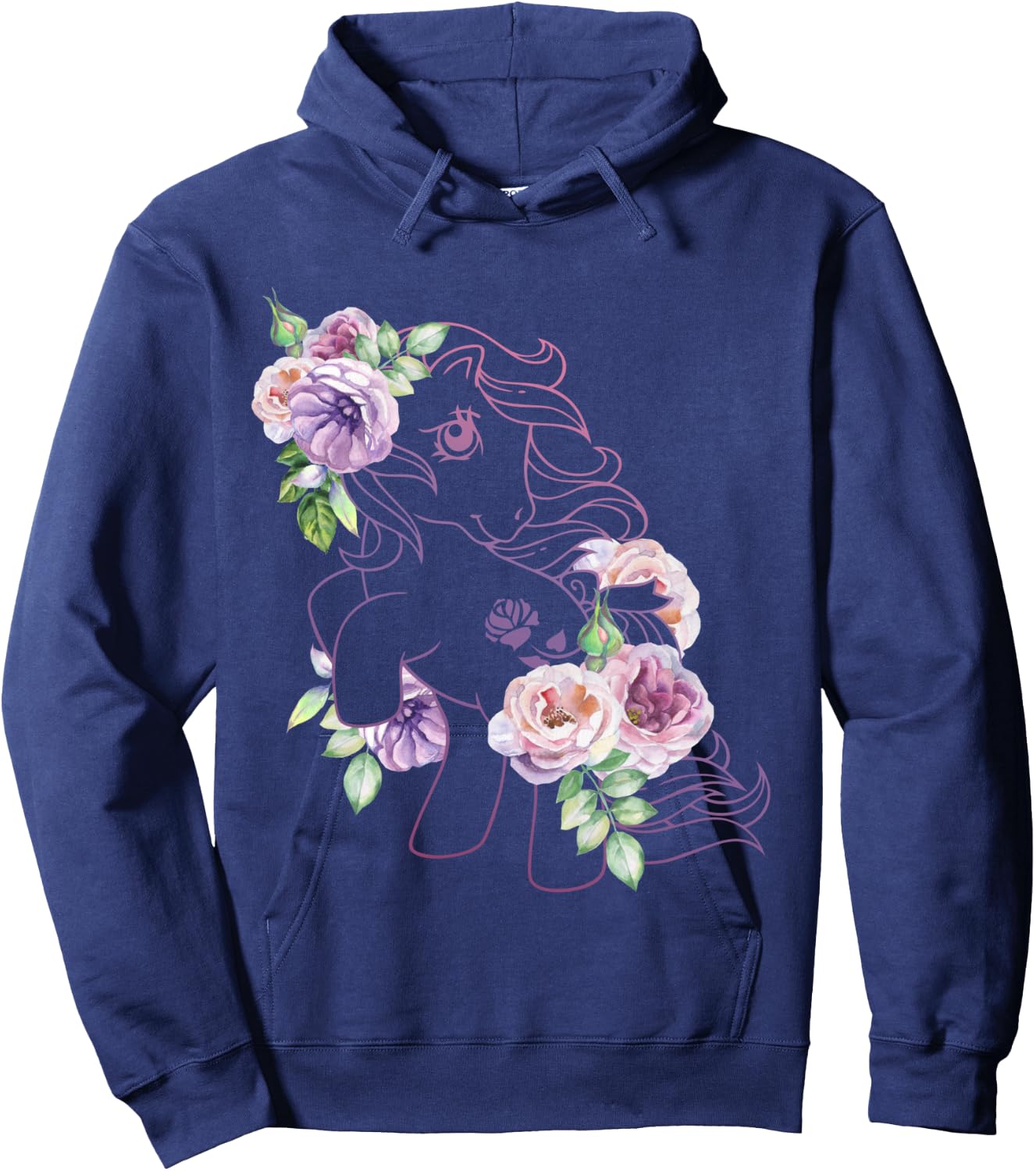 My Little Pony Original Retro Floral Pony Outline Hoodie - Hoodie | Navy