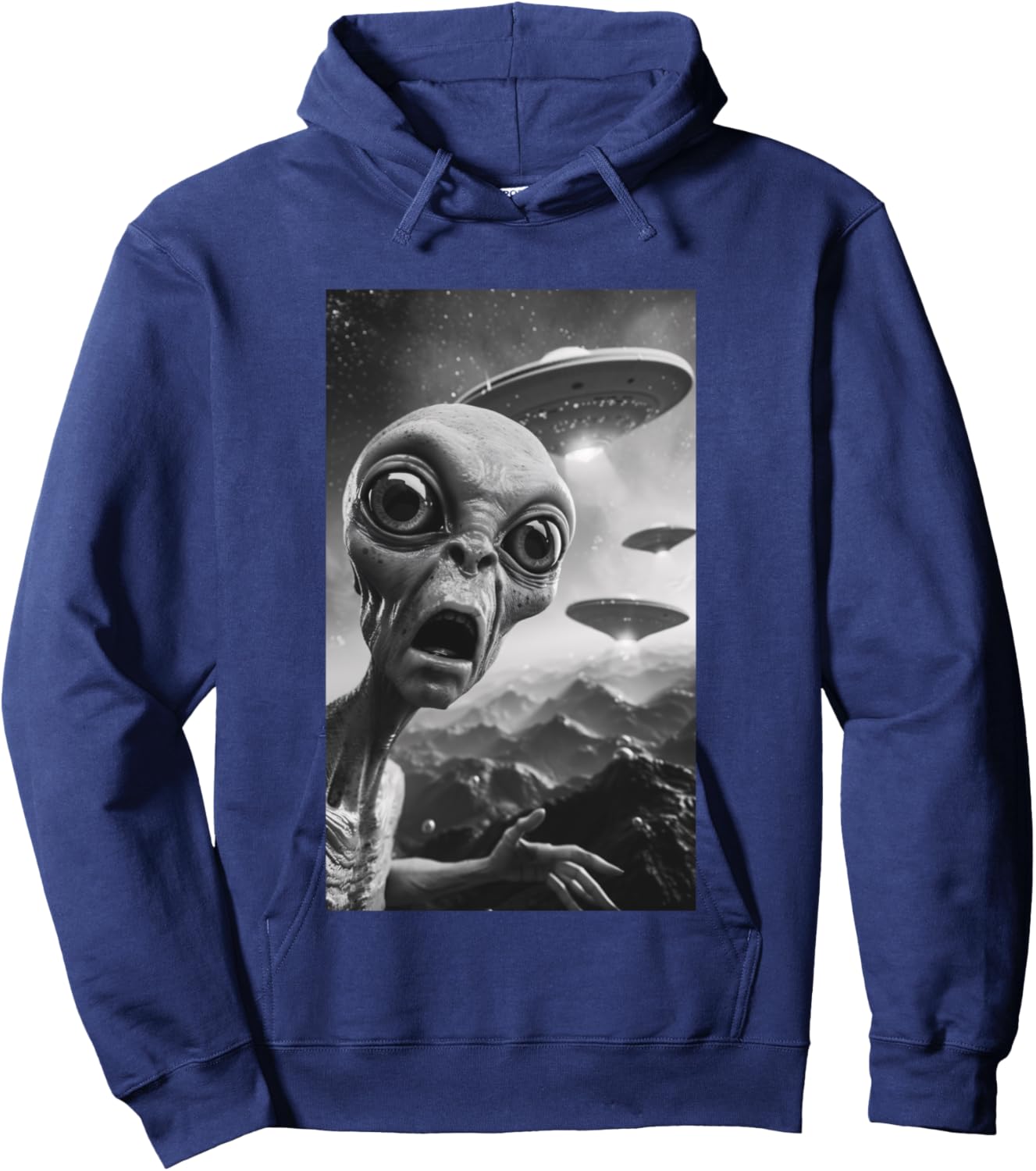 Funny Alien UFO Soucoupe volante Selfie Homme Femme Manche Longue Hoodie - Hoodie | Navy