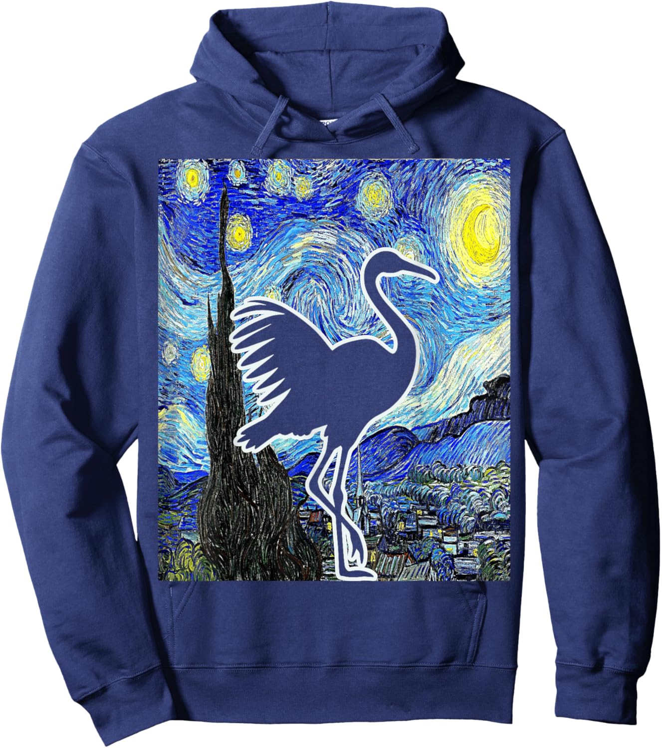 Sandhill Crane Starry Night Birdwatching Ornithology Hoodie - Hoodie | Navy