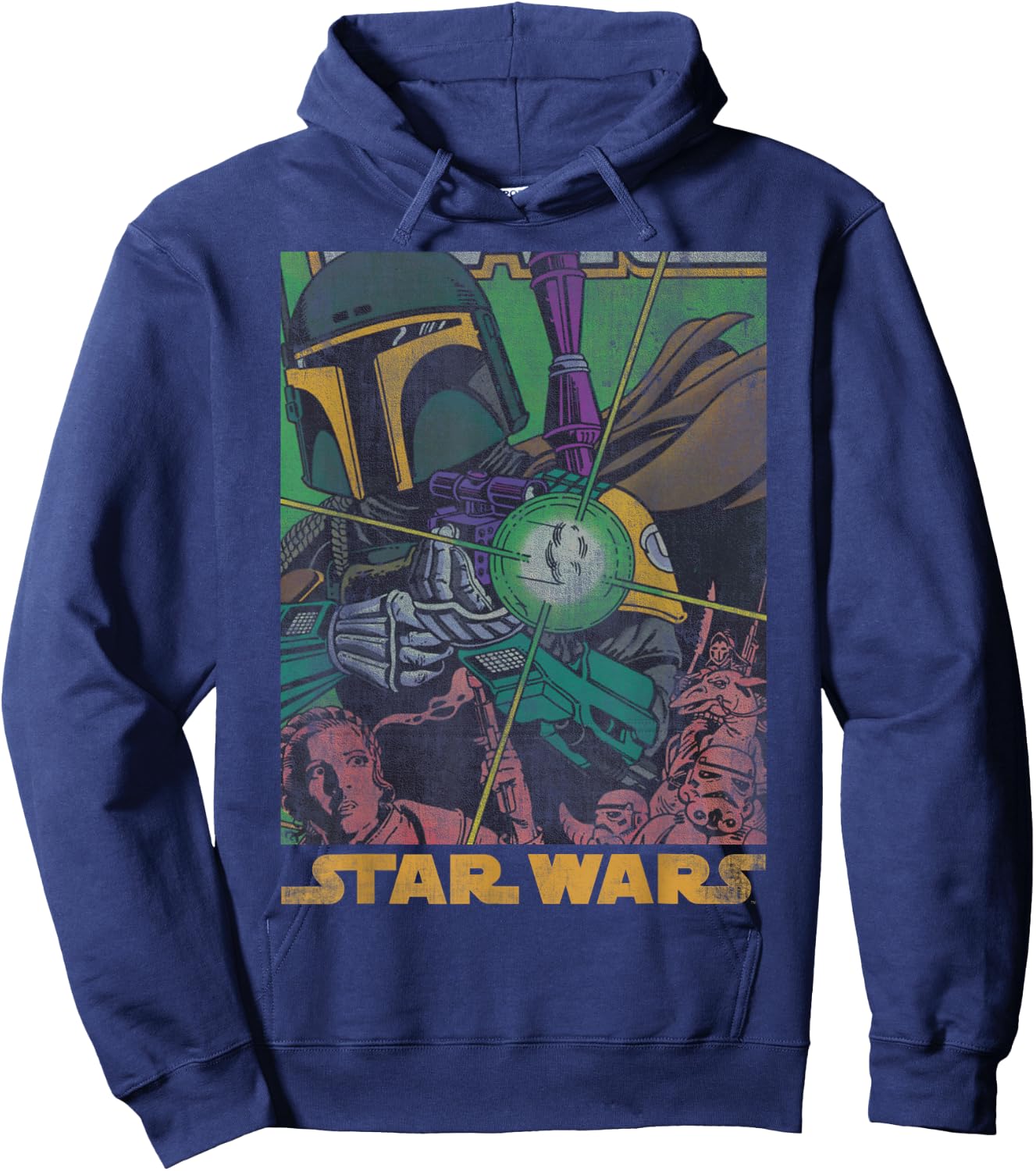 Star Wars Boba Fett Vintage Comic Book Hoodie - Hoodie | Navy