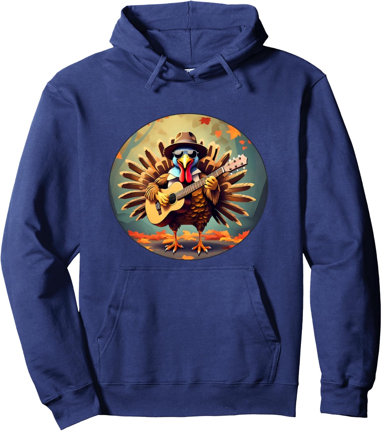Funny Turkey Playing Guitar Thanksgiving Day Party Rockstar Hoodie - Hoodie | Navy