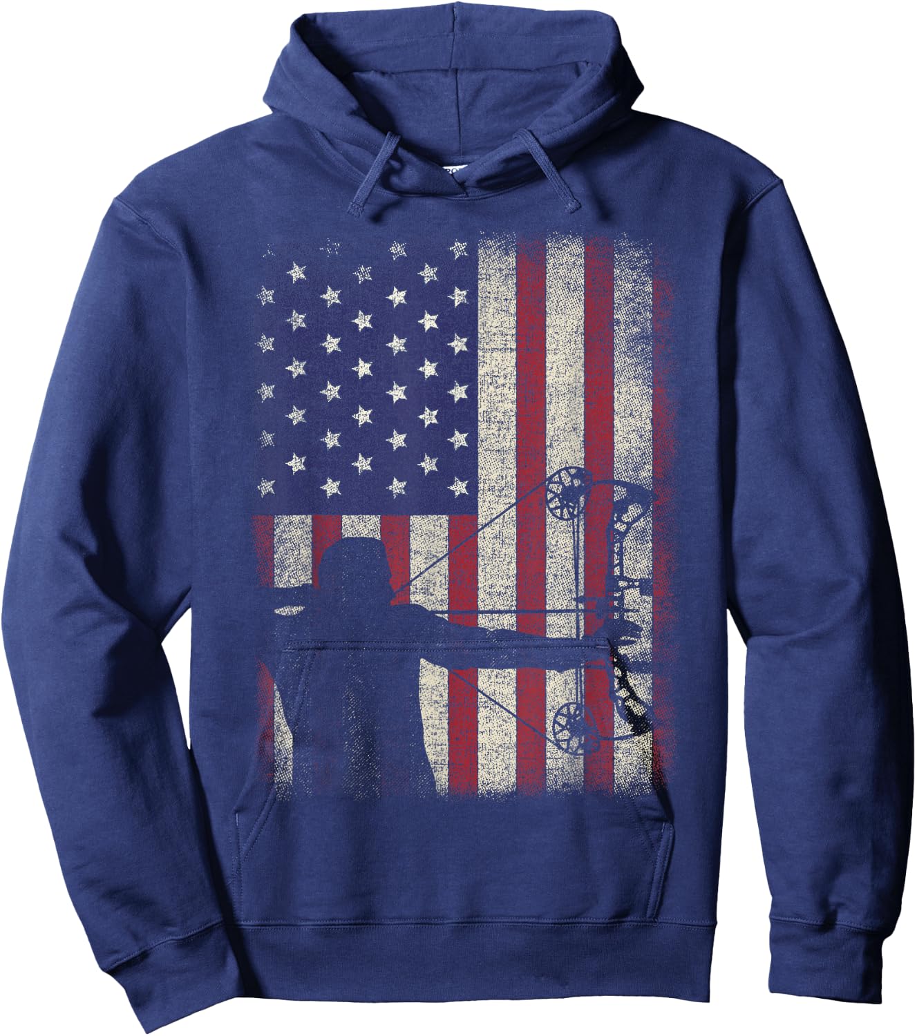 Archery American Flag Vintage Men Archer Bowhunting Hunter Hoodie - Hoodie | Navy