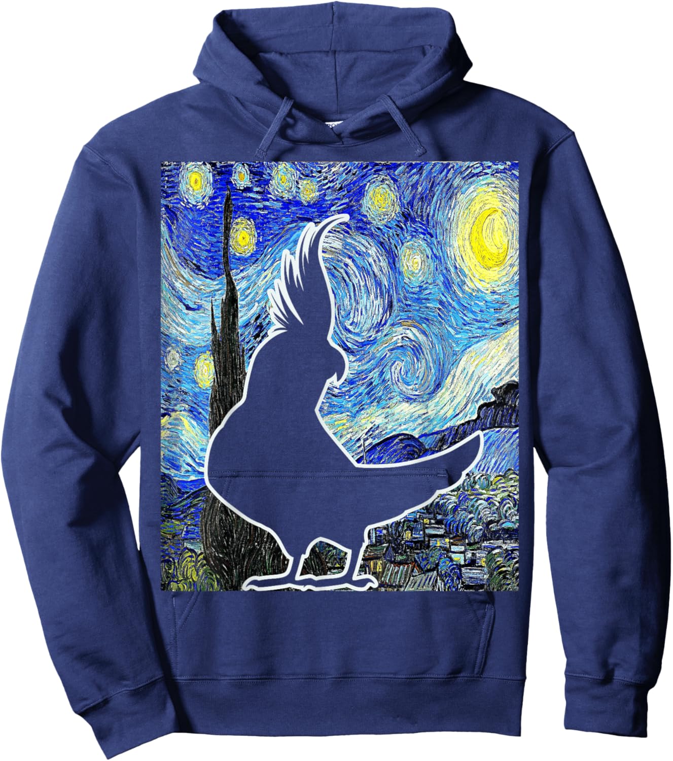 Cockatiel Starry Night Van Gogh Cockatiel Parrot Birding Hoodie - Hoodie | Navy