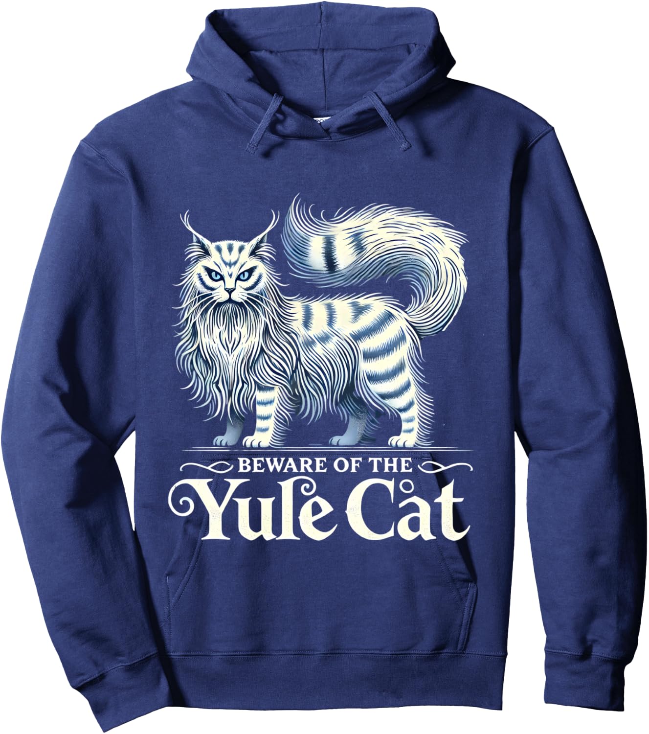 Beware of the Yule Cat Jolakotturinn Icelanic Folklore Hoodie - Hoodie | Navy