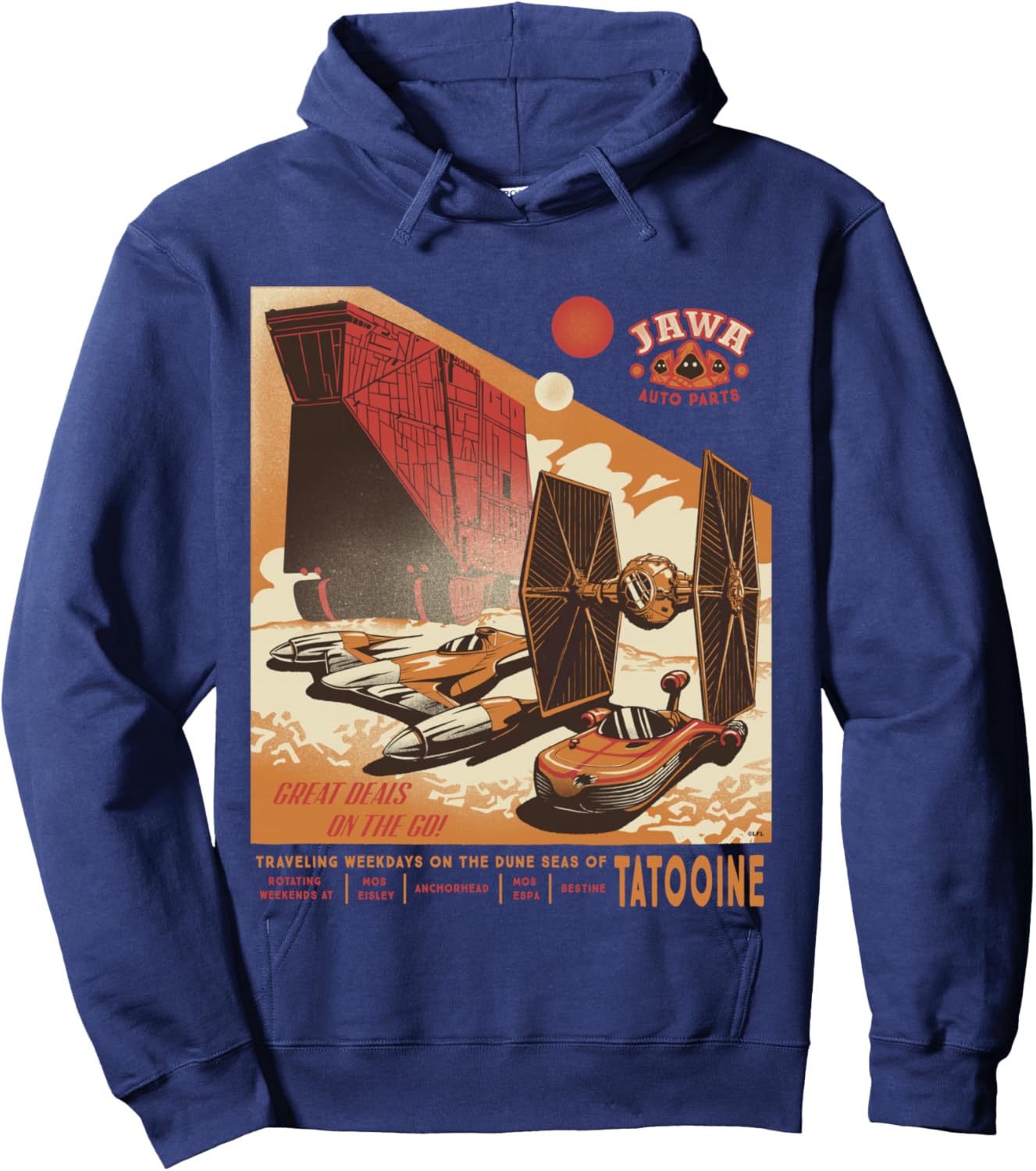 Star Wars Jawa Auto Parts Tatooine Deals Funny Ad Parody Hoodie - Hoodie | Navy