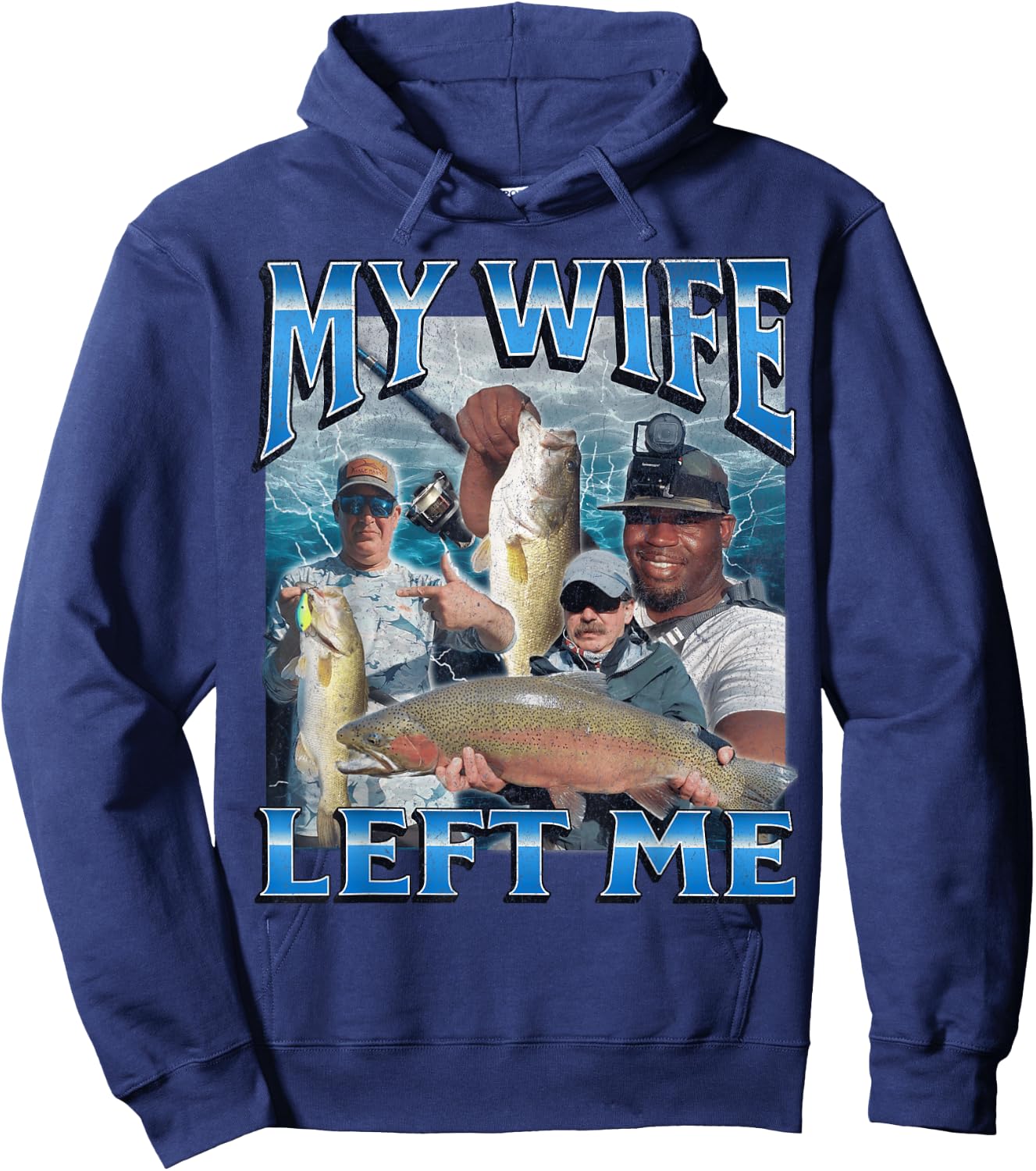MildlyPerturbed -Adults & Kids Fishing Graphic - Black, Small Hoodie - Hoodie | Navy