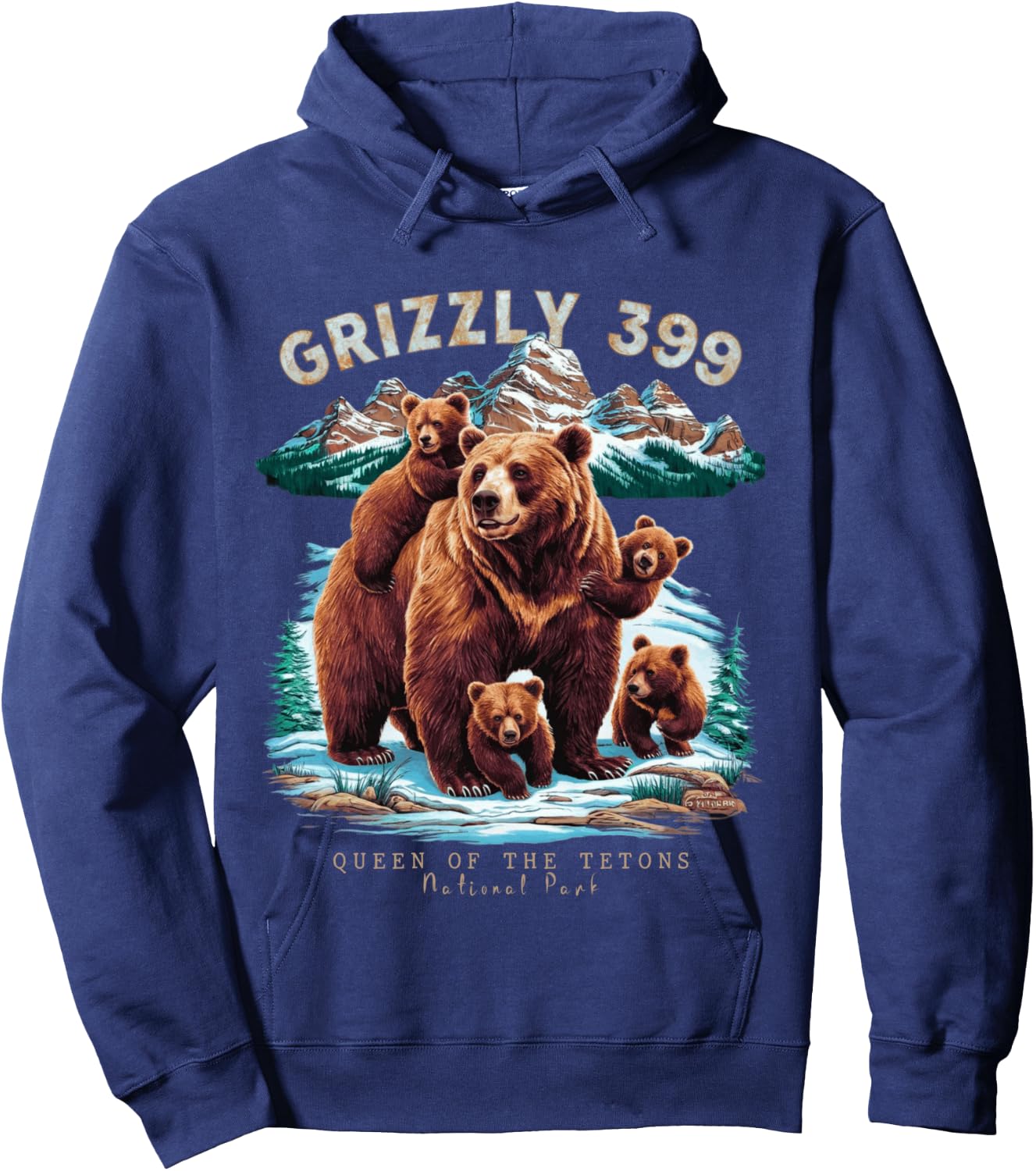 Grizzly 399 Bear Lovers Queen Of The Tetons National Park Hoodie - Hoodie | Navy