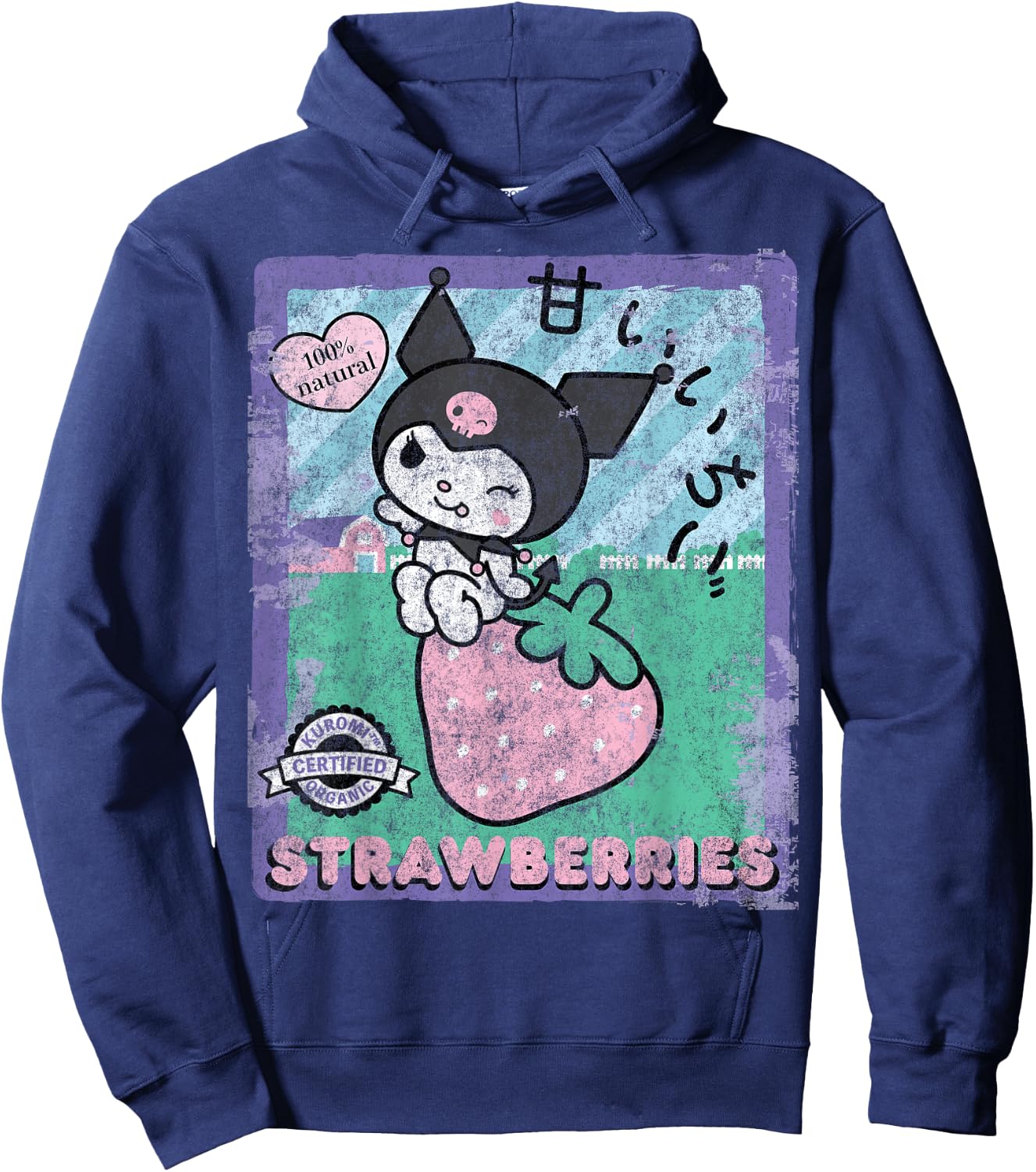 BONRI Kuromi Strawberry Picking Strawberries Farm sleeve/type Hoodie - Hoodie | Navy