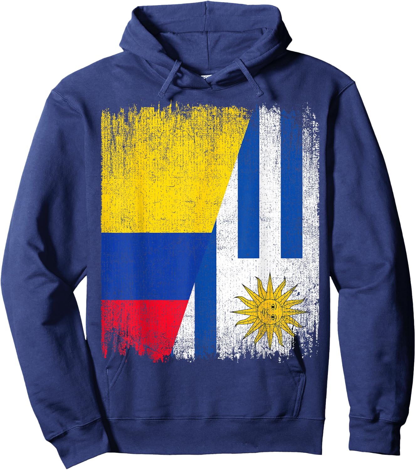 Half Colombia Uruguay Flag Colombian Uruguayan Pride Roots Hoodie - Hoodie | Navy