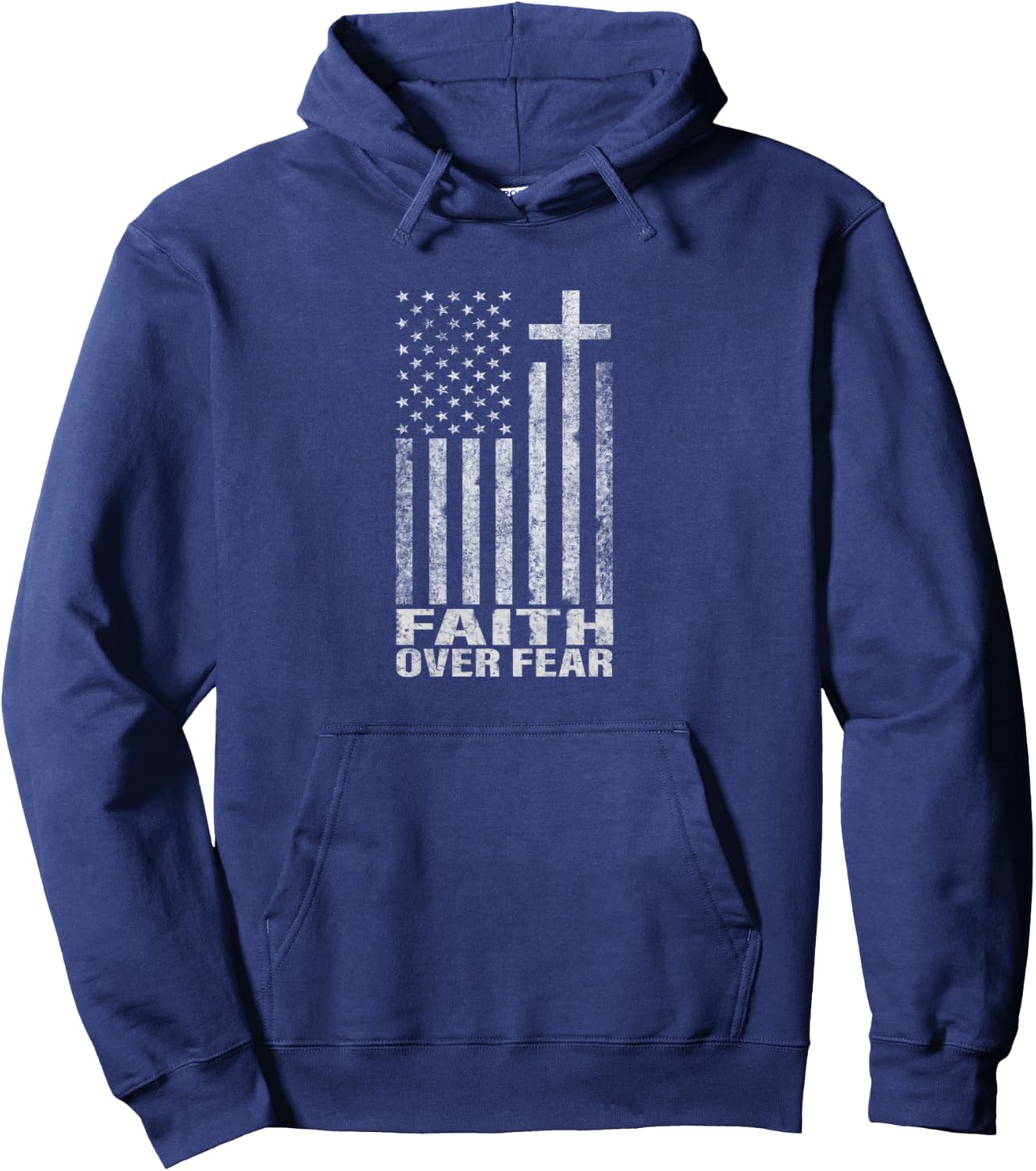 Faith Over Fear Cool Christian Flag Cross Gift Women Hoodie - Hoodie | Navy