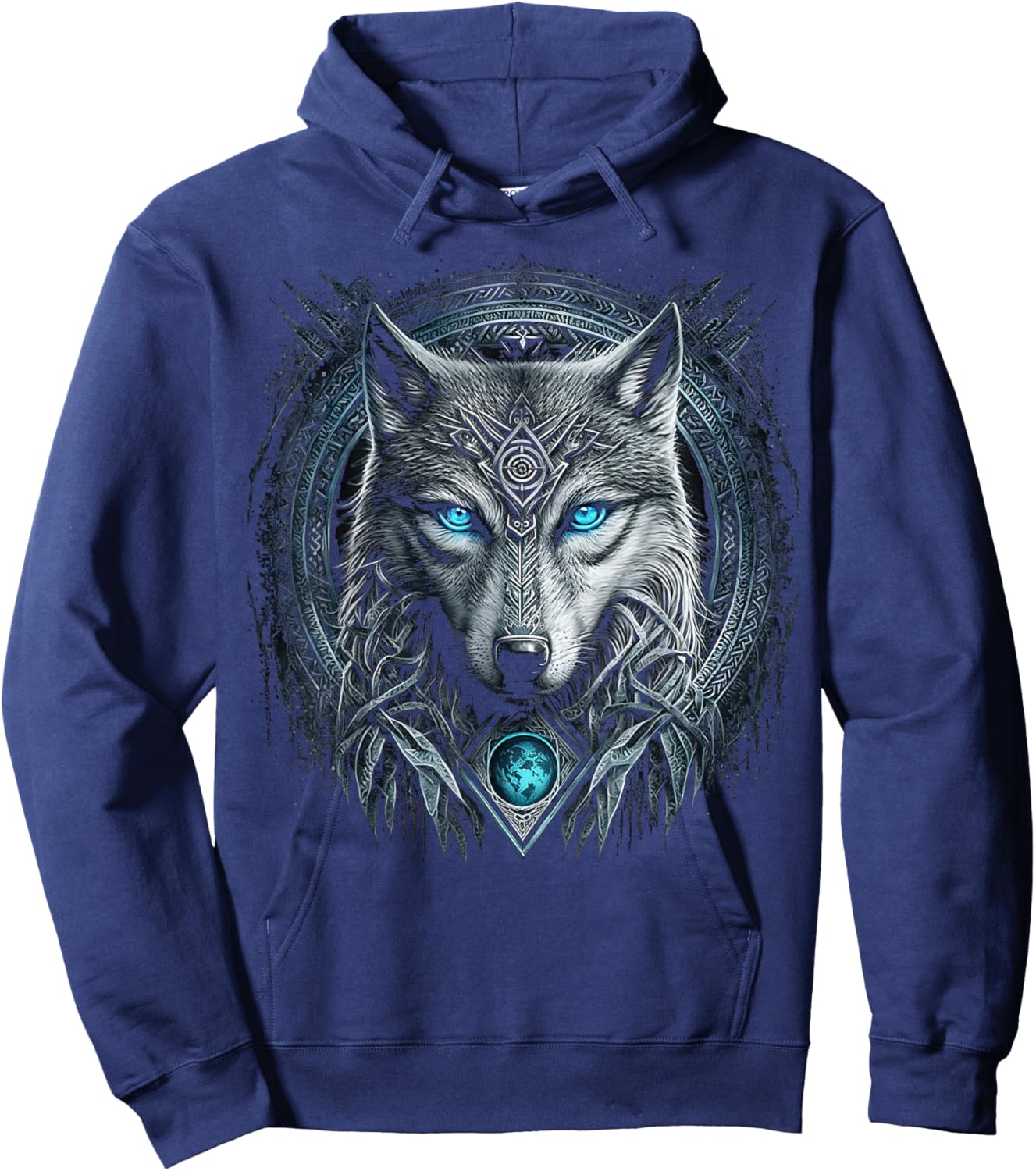 Odins Wolf Viking Norse Runes Nordmann Mythology Hoodie - Hoodie | Navy