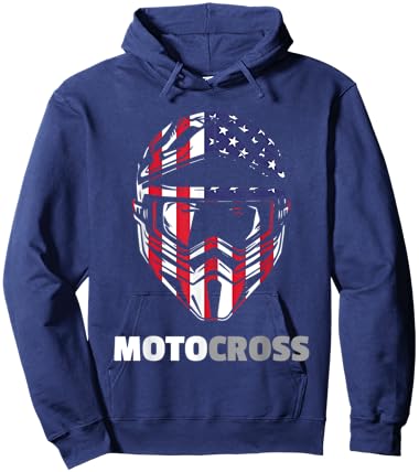 US-Flag Motocross Helmet, Dirt Bike Rider Patriotic MX Racer Women Kids Men Hoodie - Hoodie | Navy