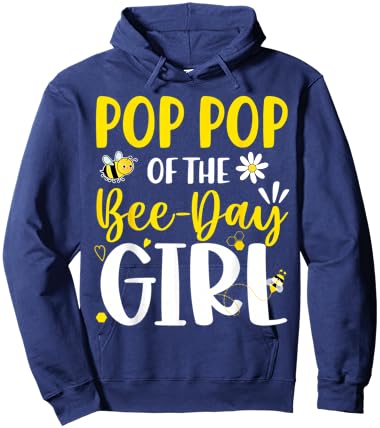 Pop-Pop of The Bee Day Girl Birthday Party Family Matching Hoodie - Hoodie | Navy