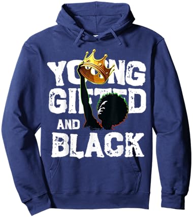 Young Gifted And Black History Month Kids Crown Young King Hoodie - Hoodie | Navy