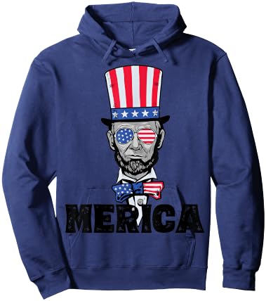4th of July Abe Lincoln Merica BZR Funny Kids Hoodie - Hoodie | Navy
