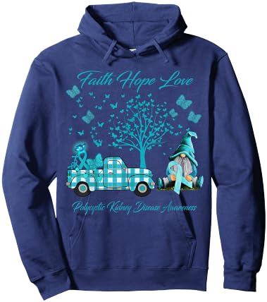 Faith Hope Love Polycystic Kidney Disease Awareness Gifts Hoodie - Hoodie | Navy