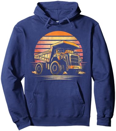 Retro Mining Truck - Mining Truck Driver Mechanic Engineer Hoodie - Hoodie | Navy