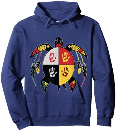 Medicine Wheel Indigenous Native American turtle MMIW Hoodie - Hoodie | Navy