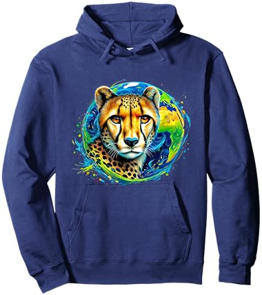 Cheetah Earth Day 2024 Save The Planet Colorful Hoodie - Hoodie | Navy
