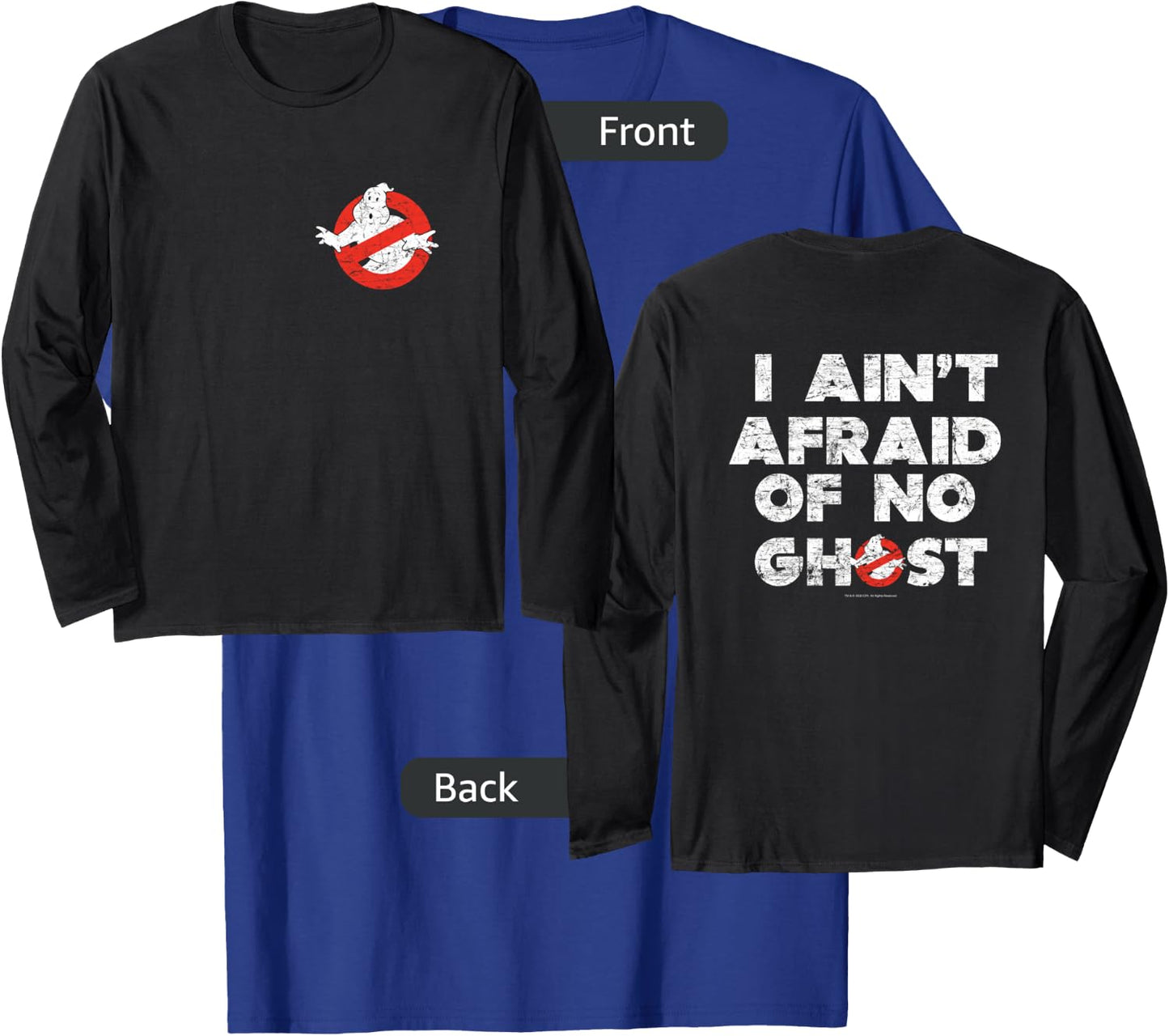 Ghostbusters Front and Back I Ain't Afraid Distressed Movie T-Shirt - T-Shirt | Royal