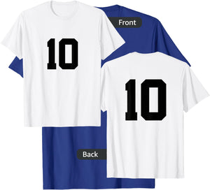 Number 10 (on Front / Back) Sports Team Jersey Number T-Shirt - T-Shirt | Royal