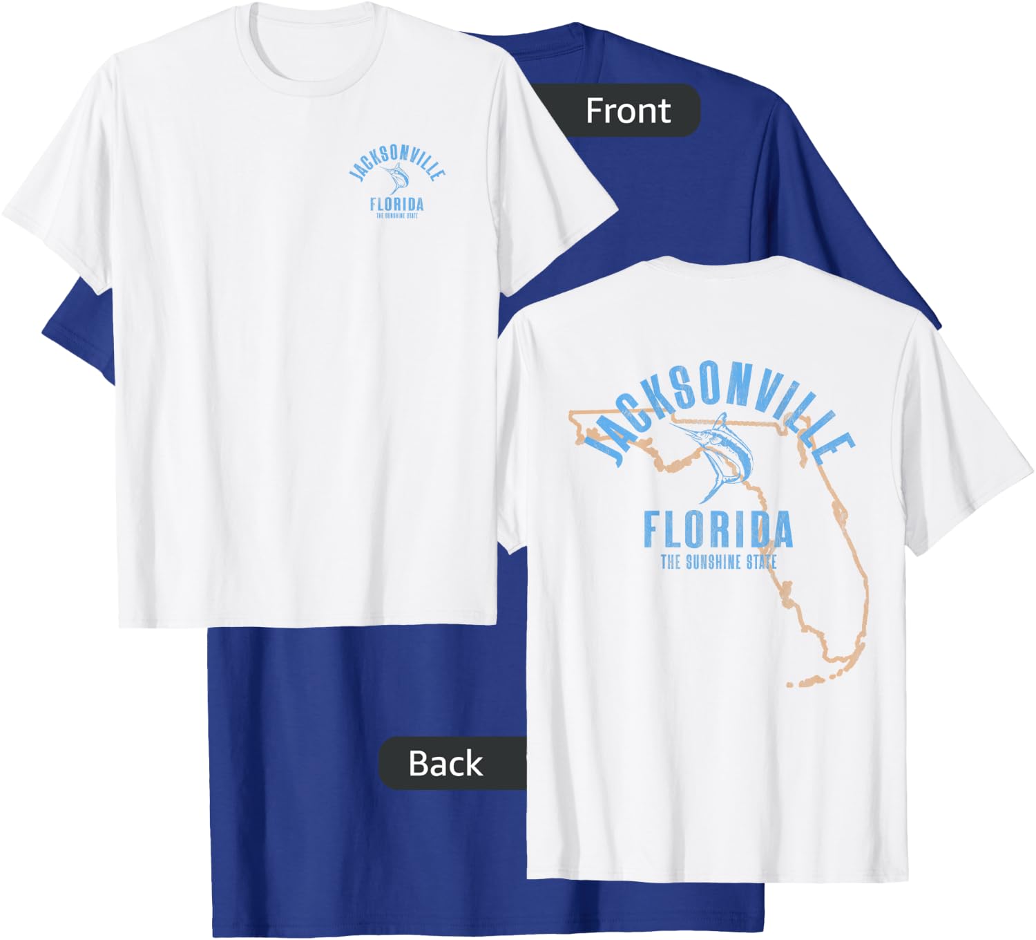 Jacksonville Florida FL Retro Vintage Beach Front & Back Women T-Shirt - T-Shirt | Royal