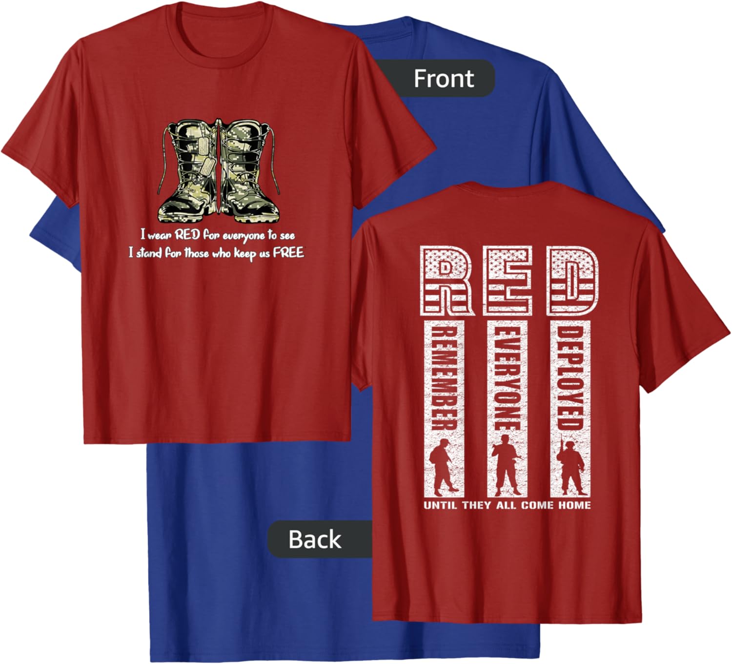(2 Sided Print) Red Friday Military Veteran T-Shirt - T-Shirt | Royal