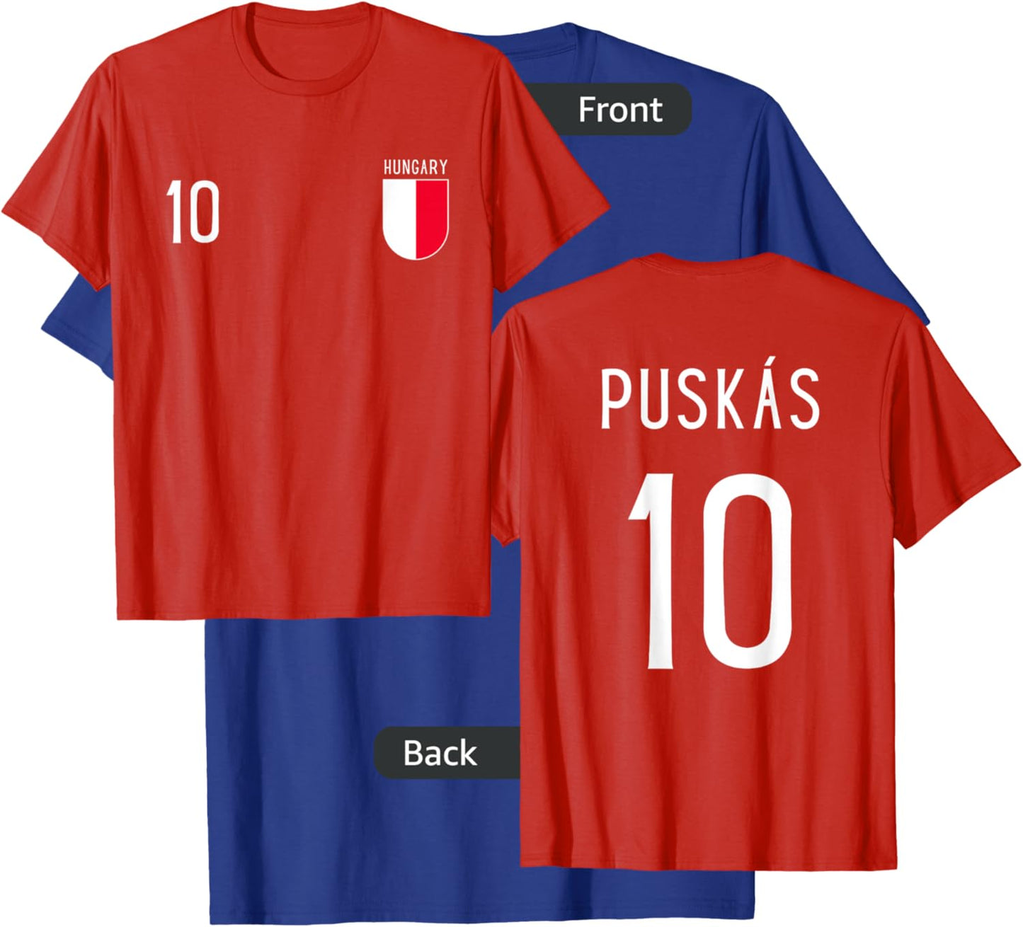 Hungary Number 10 Jersey Football # Ten Hungarian T-Shirt - T-Shirt | Royal