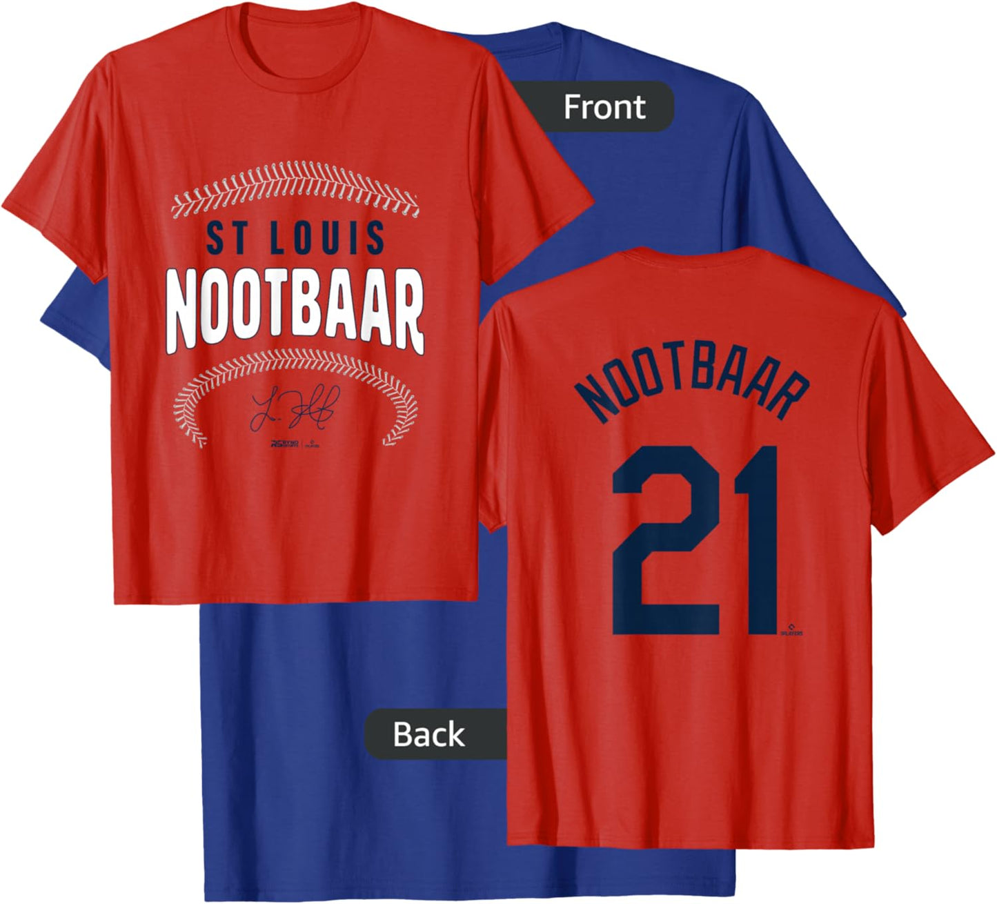 Lars Nootbaar St. Louis Baseball Name & Number (Front&Back) T-Shirt - T-Shirt | Royal
