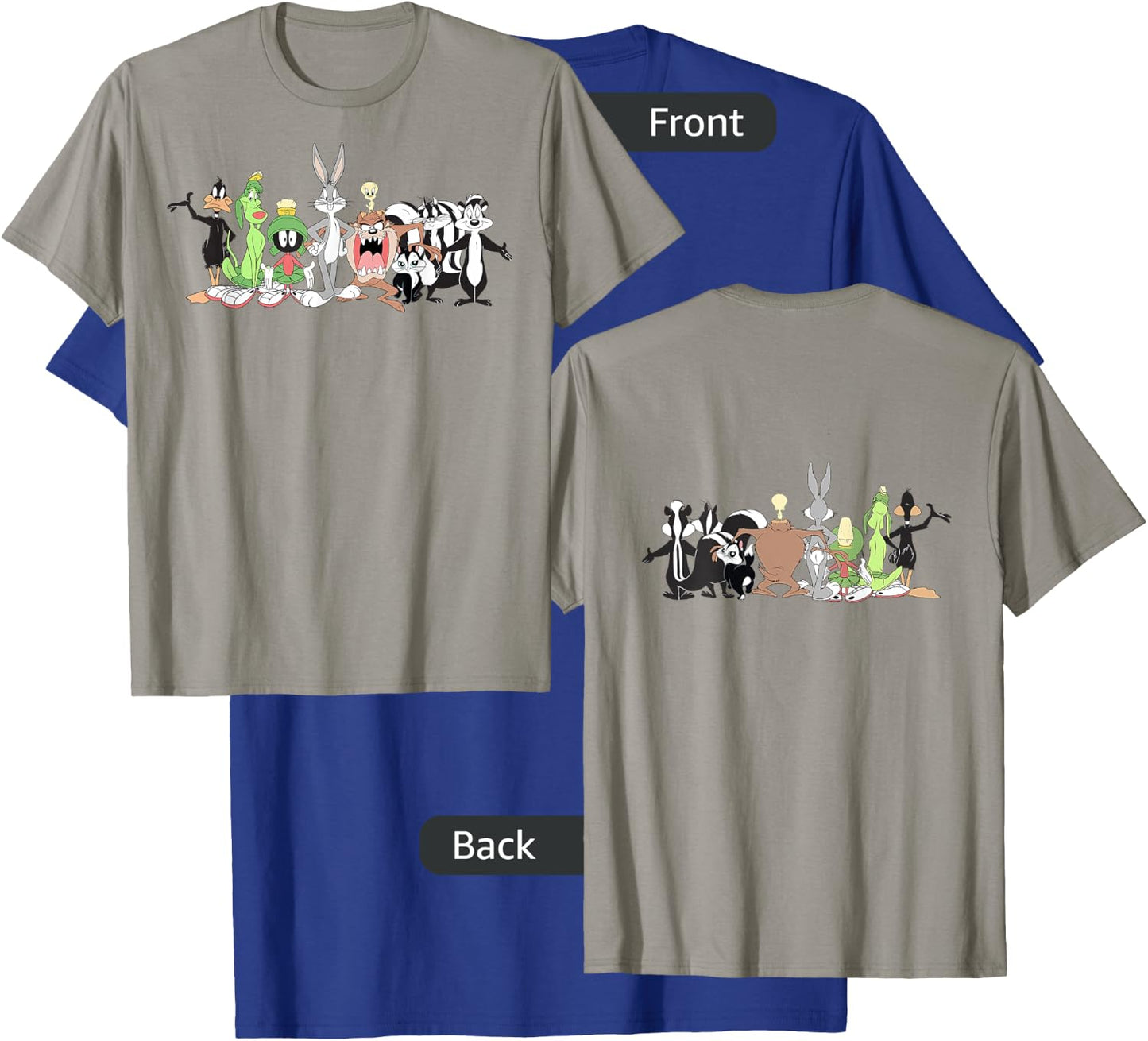 Looney Tunes Group Shot Line Up Front & Back T-Shirt - T-Shirt | Royal