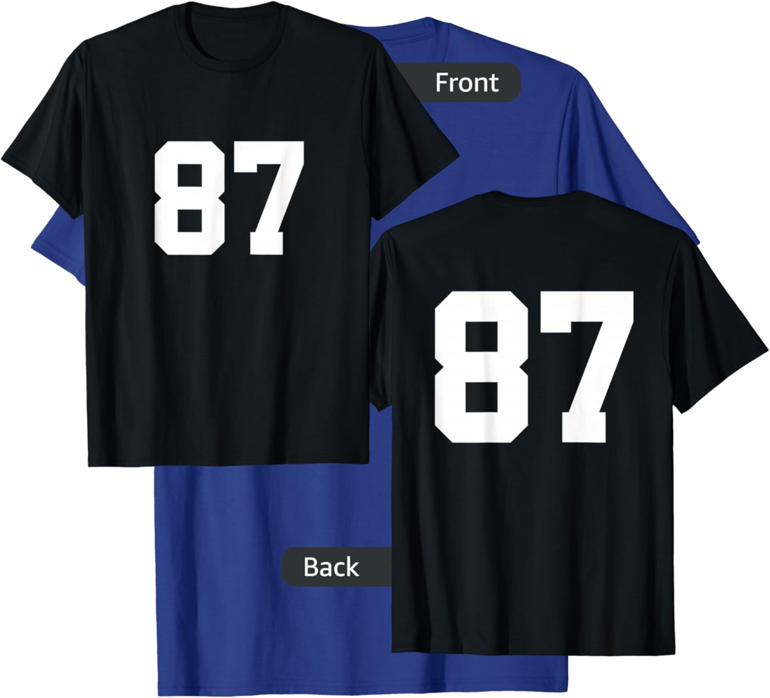 Number 87 Front & Back Numbers Sports Team Jersey Birthday T-Shirt - T-Shirt | Royal