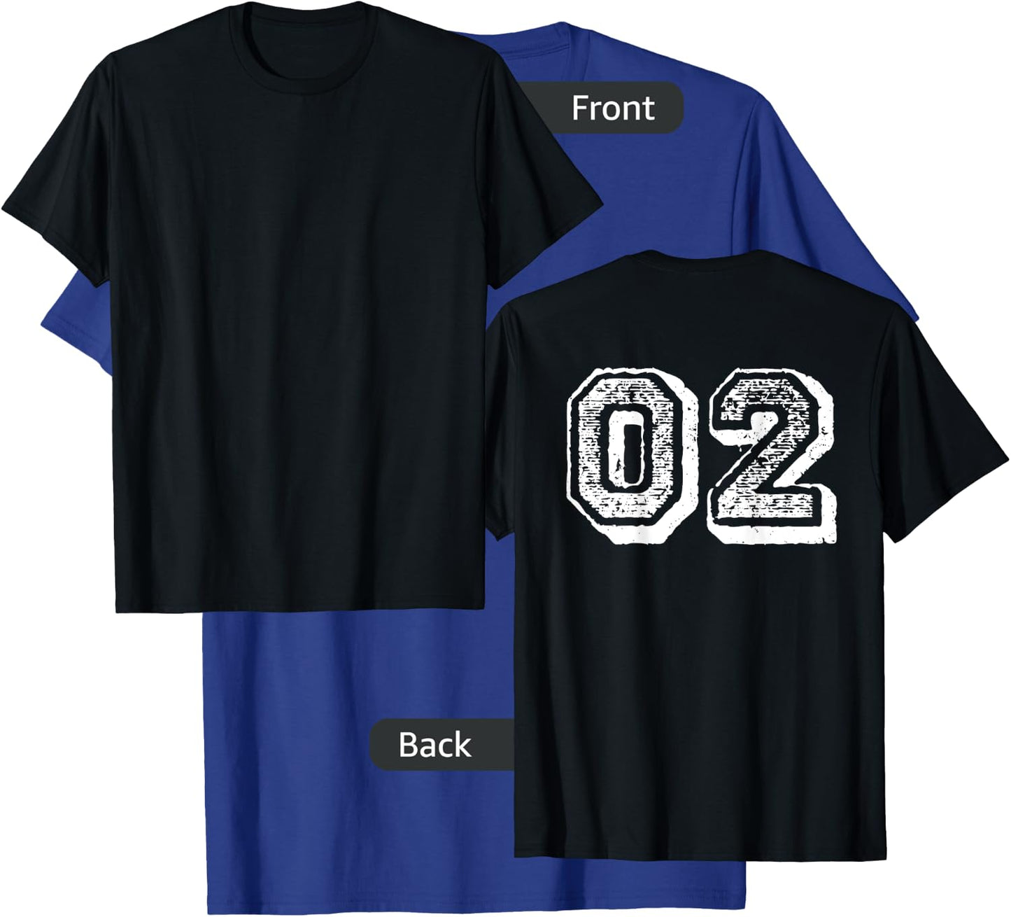 Number 02 Sports Jersey Player #02 2Fan BACK PRINT Vintage T-Shirt - T-Shirt | Royal