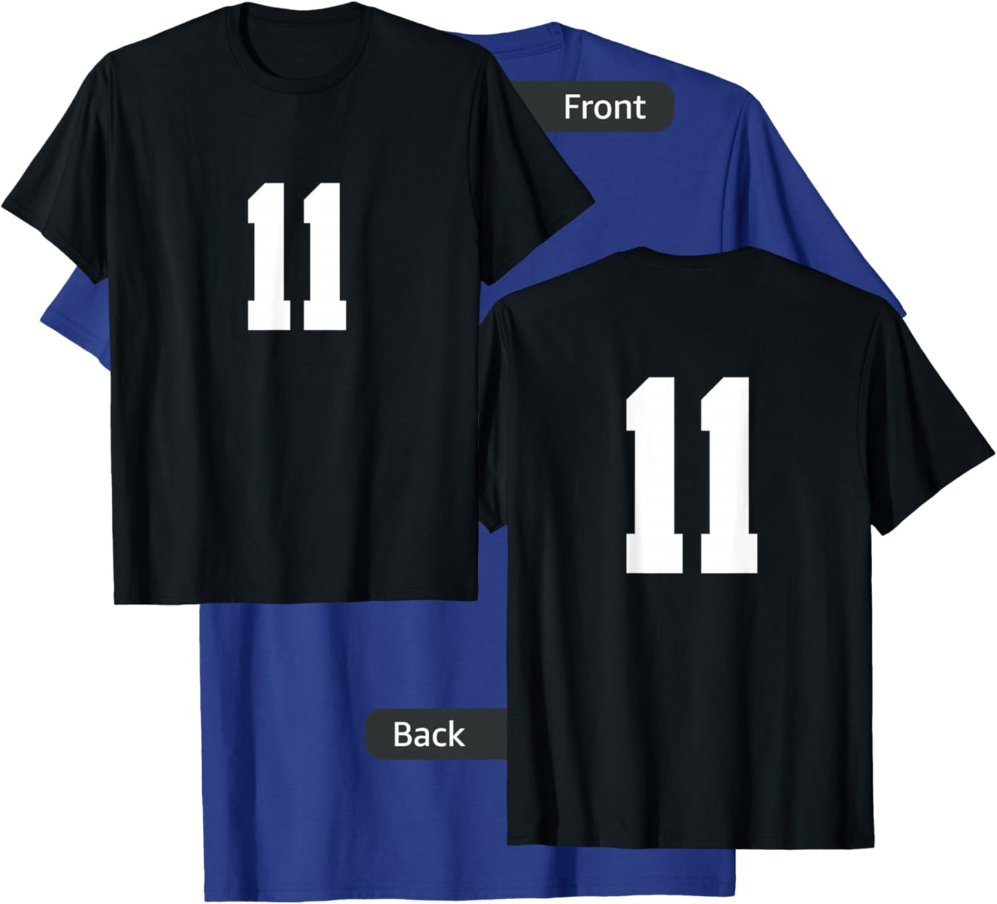 Number 11 (on Front/Back) Sports Team Jersey Number T-Shirt - T-Shirt | Royal