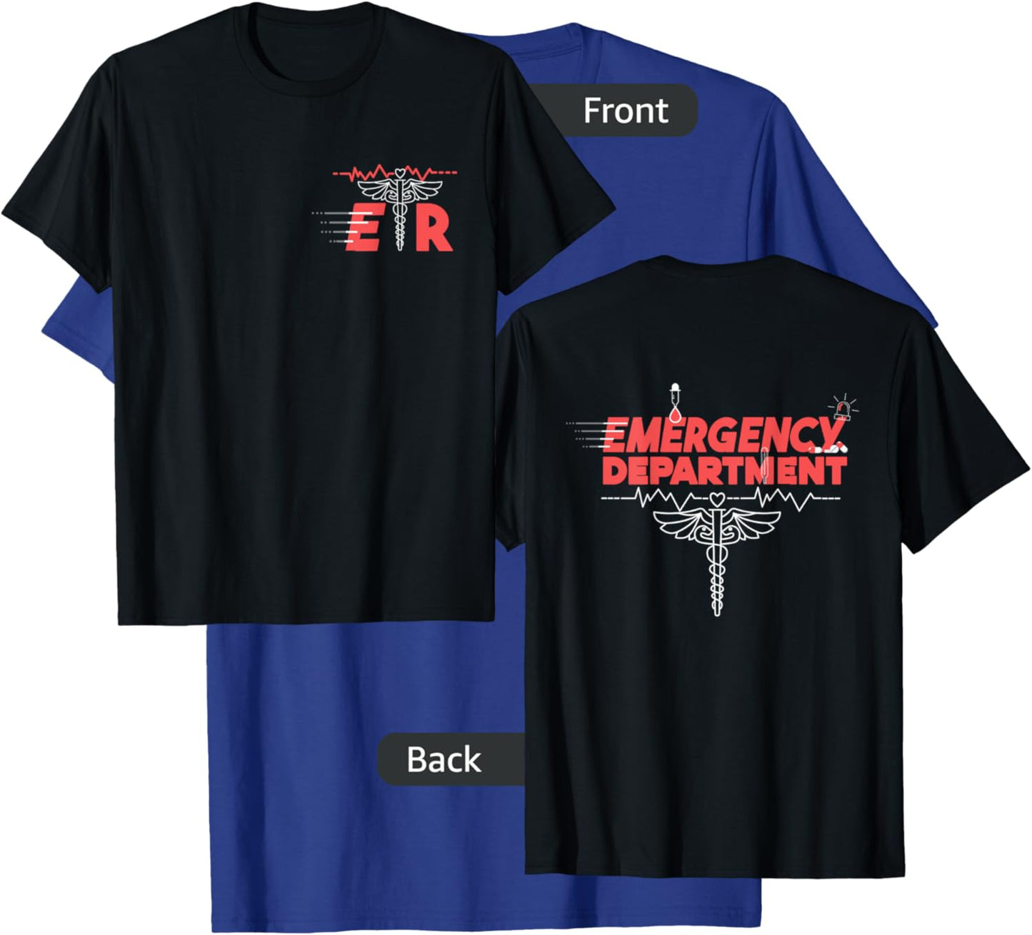Emergency Department Room ER Nurse front back medical snacks T-Shirt - T-Shirt | Royal