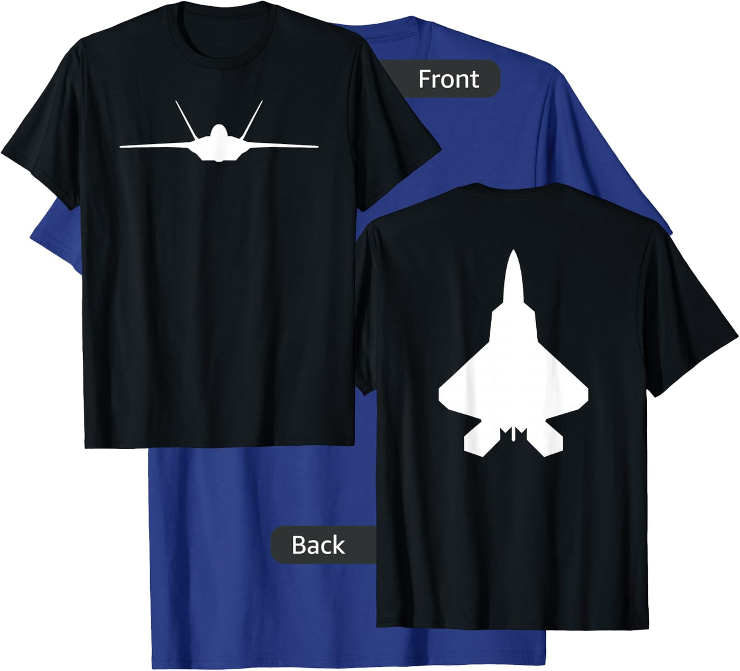 F 22 Raptor Fighter Jet Aircraft Silhouette T-Shirt - T-Shirt | Royal