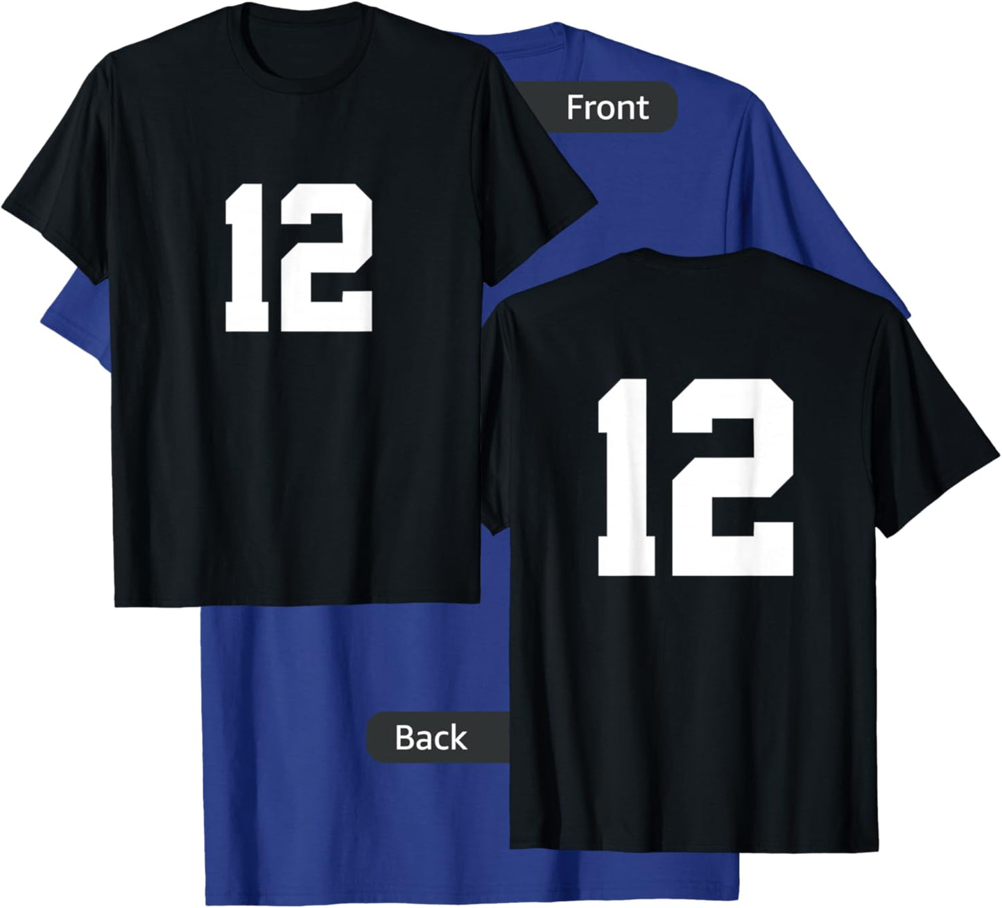 Number 12 (on Front / Back) Sports Team Jersey Number T-Shirt - T-Shirt | Royal
