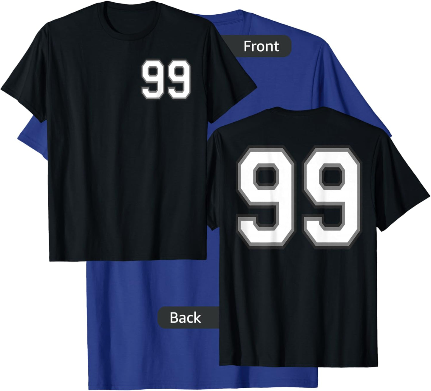 Number 99 in Black, White and Gray T-Shirt - T-Shirt | Royal
