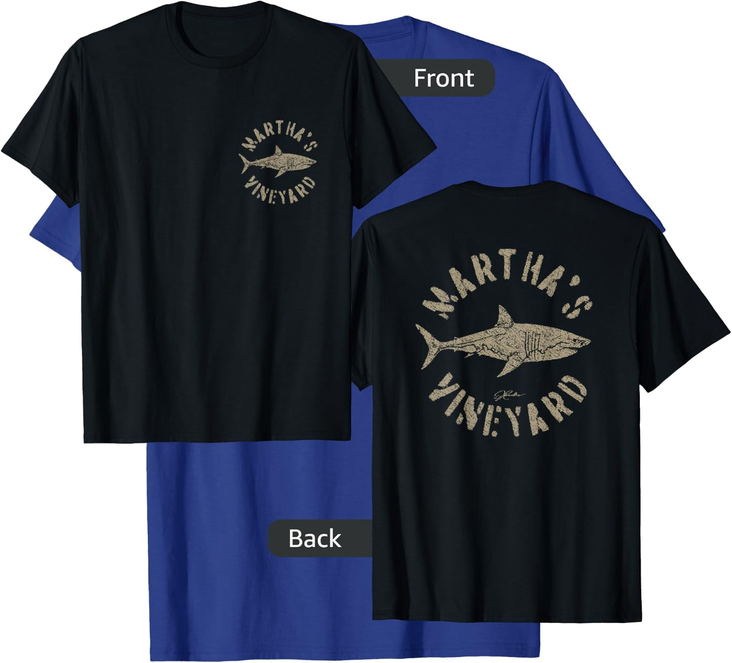 JCombs: Martha's Vineyard, MA, Great White Shark T-Shirt - T-Shirt | Royal