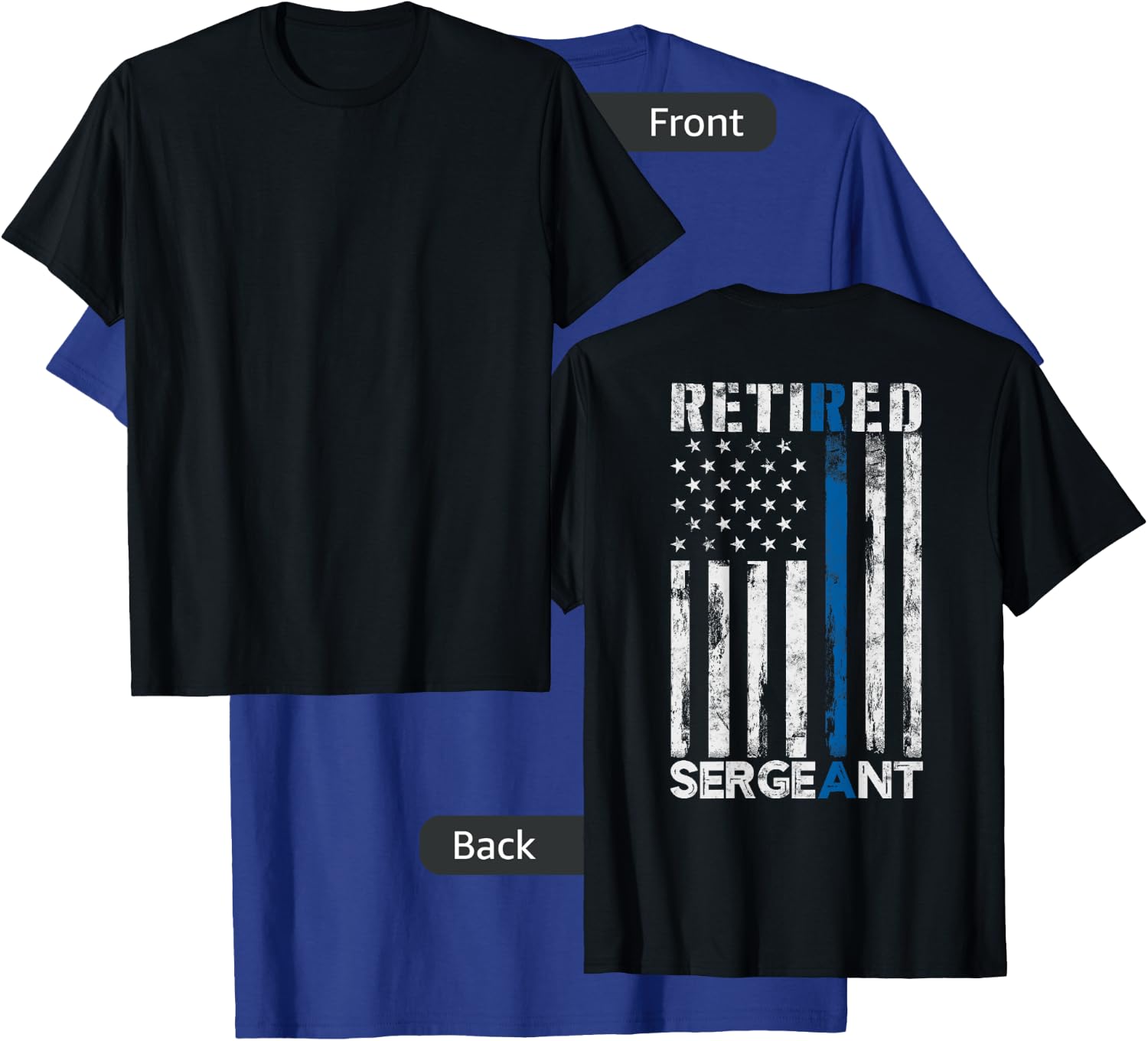 Retired Sergeant Police gift Thin Blue Line American Flag T-Shirt - T-Shirt | Royal