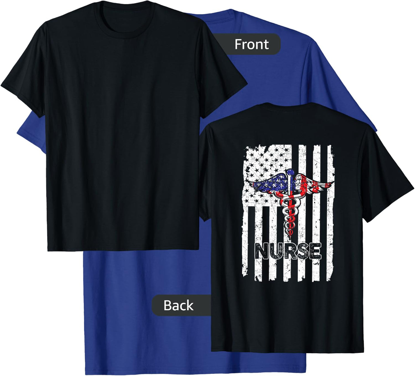 Vintage Nurse Nursing American Flag Patriotic 4th of July T-Shirt - T-Shirt | Royal