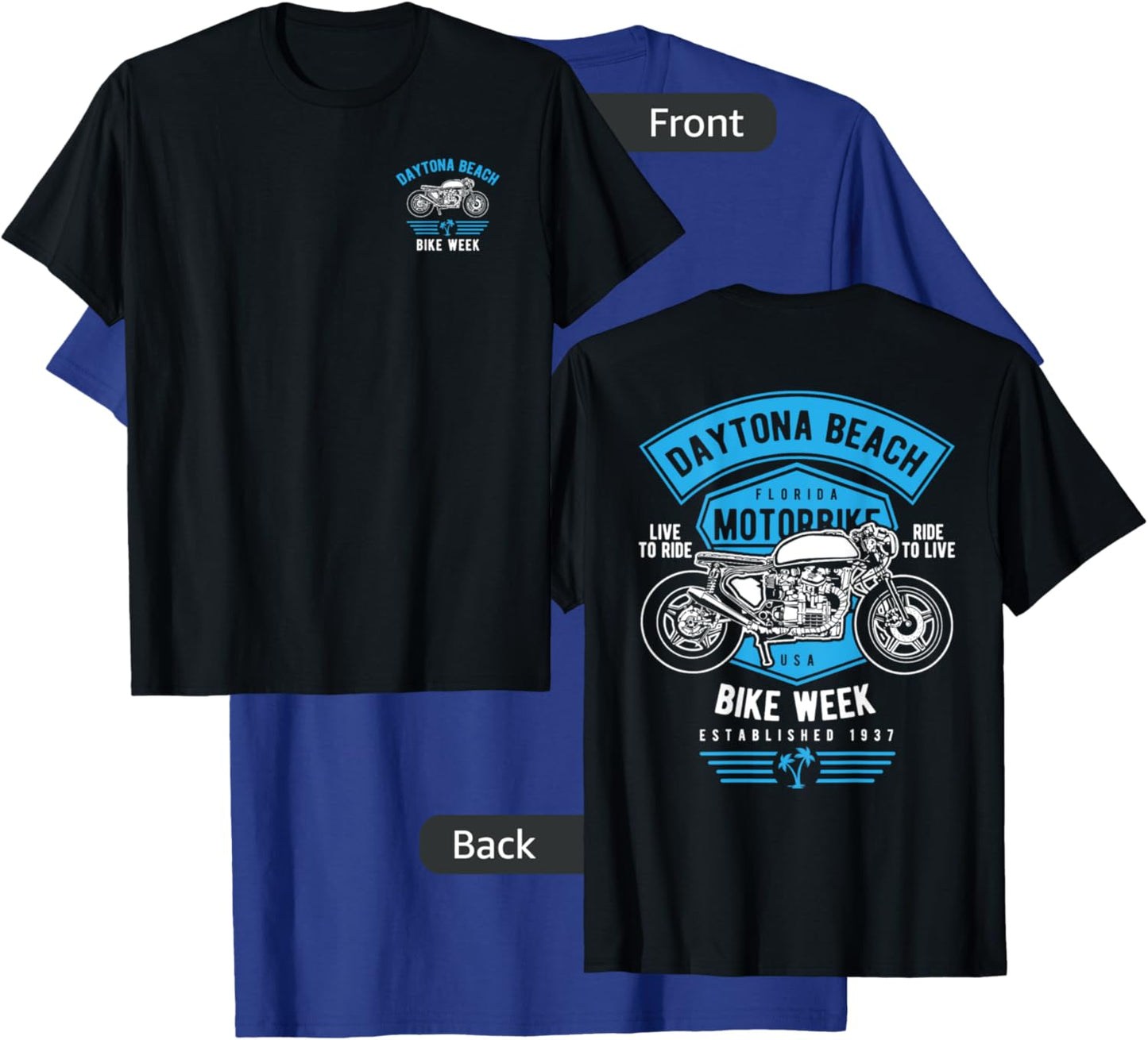 Daytona Beach Bike Week Retro Motorcycle Design Men Women Kids T-Shirt - T-Shirt | Royal