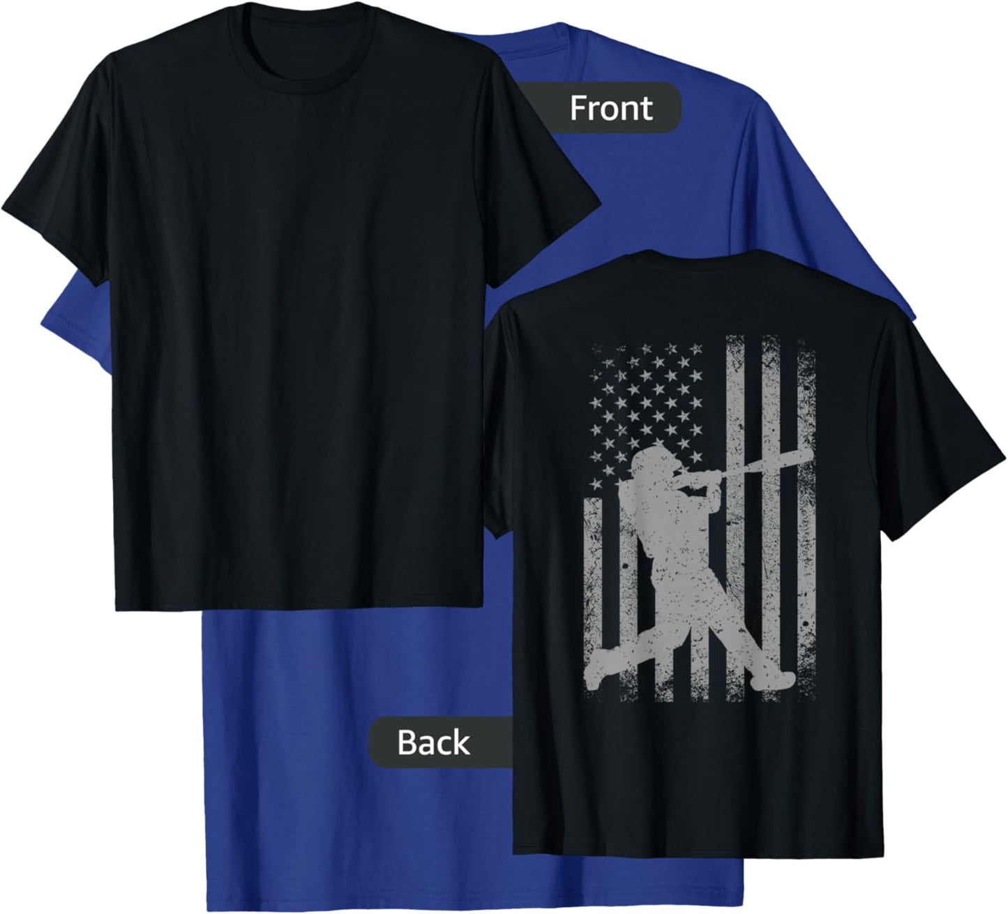 Vintage July 4th Baseball USA American flag On Back Print T-Shirt - T-Shirt | Royal