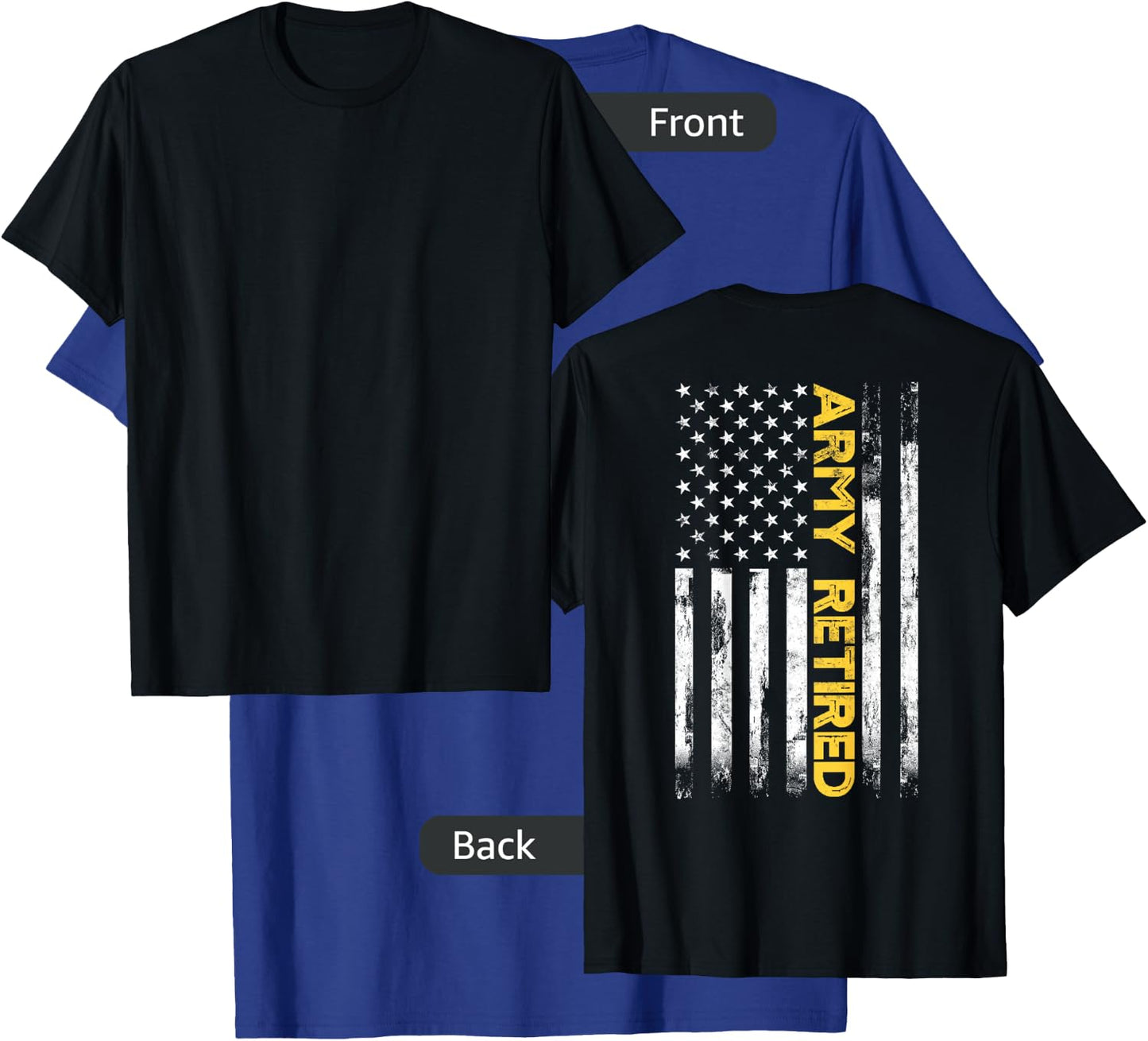 Army Retired Military Army Thin Goldline American Flag T-Shirt - T-Shirt | Royal