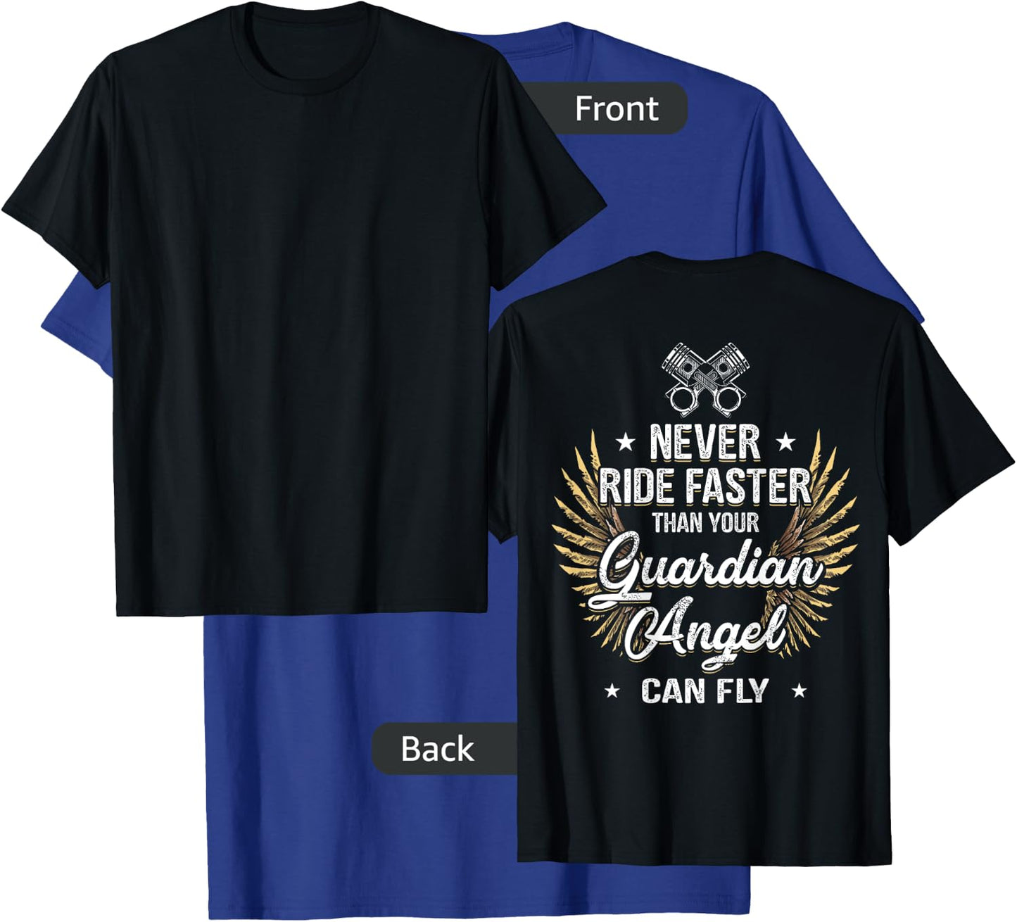 Motorcycle Biker Bell Guardian Angel Christian Biker Prayer T-Shirt - T-Shirt | Royal