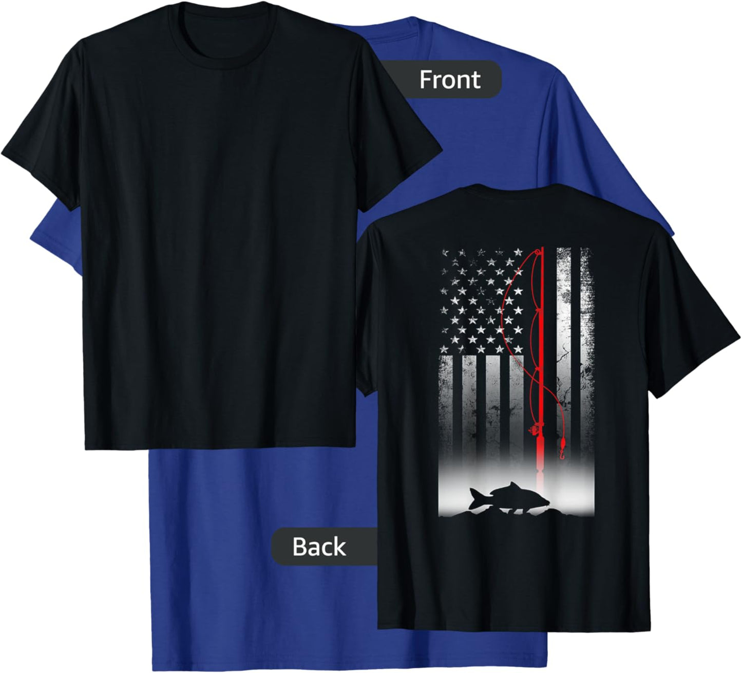 Fishing Pole American Flag Gift Patriotic Fisherman Small T-Shirt - T-Shirt | Royal