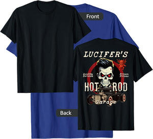 Lucifer's Hot Rod Garage Biker Rockabilly Skull Retro T-Shirt - T-Shirt | Royal