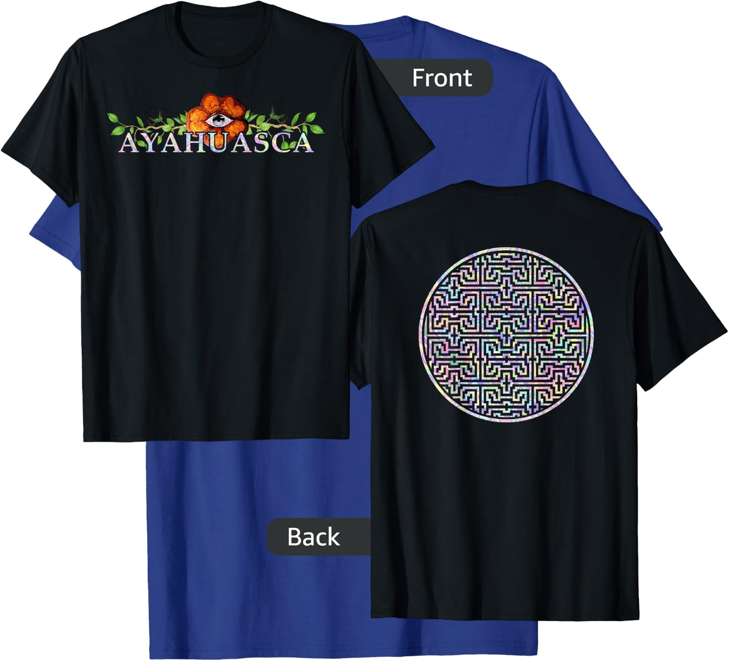 2 SIDED AYAHUASCA Shipibo Sacred Geometry DMT Shirt T-Shirt - T-Shirt | Royal